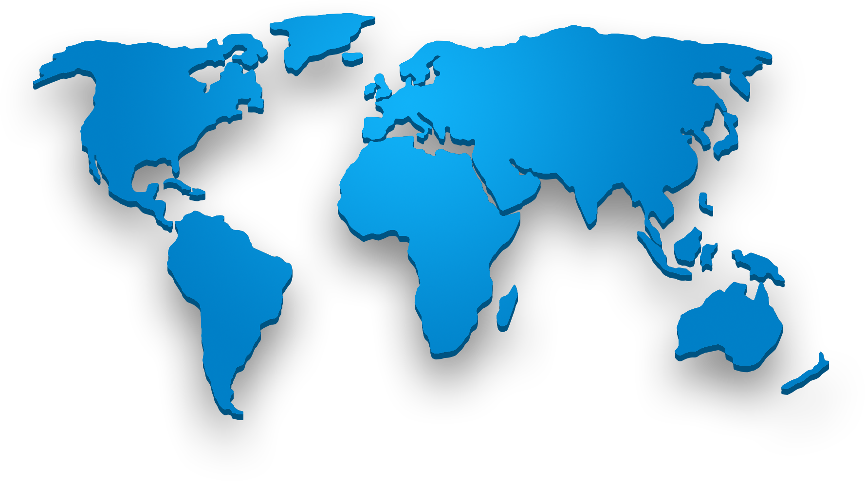 A blue-colored map of the world, displaying all the continents with black outlines emphasizing the borders, serving as representatives of Earth's diverse landmasses. The map is a simplified representation giving a visual overview of global geography.